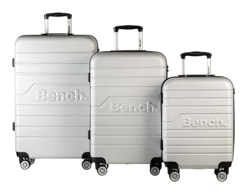 Set de valises rigides argentées robustes et légères Bench Escape S M L