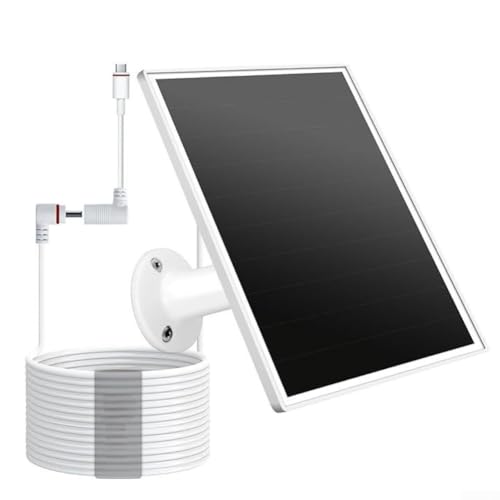 Panel solar de 5 W, cable de 8 pies, impermeable, cargador de cámara de seguridad para dispositivos de anillo, panel monocristalino de carga rápida para configuración de vigilancia de jardín (5 W)