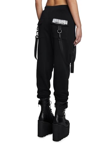 Dolls Kill Digital Blaze Cargo Joggers by Club Exx – Reflective Barcode Graphics, Detachable Suspenders & Elastic Waist4