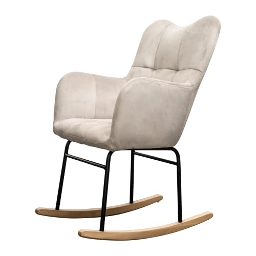 Silla Mecedora, Sillon para Sala de Estar, Sillon reclinable Moderno Decorativa (Gris Claro)