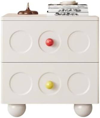 Modern Small Wood Nightstand with 2 Drawers & Ceramic Handles - Stylish Bedside Table for Bedroom & Living Room, Perfect for Any Space