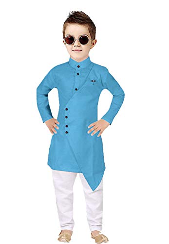 Image of Boy's Fancy Kurta Pyjama Set with Classis Cross Pattern Look
