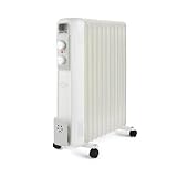 Geepas Oil Filled Radiator Heater 2500W, 11 Fin | Portable Electric Heater 3 Heat Settings | Adjustable Thermostat Safety Cut-off Overheat Protection Energy Efficient Heating | 2 Year Warranty White