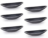 Itamae Tableware Matte Black Melamine Oval Shape Shallow Plate Appetizer Tempura Yakitori Sushi...
