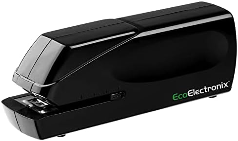 EcoElectronix Electric Stapler - Portable Automatic Stapler 30 Sheet Capacity - Quiet, Jam-Free, and Easy Reload - AC or Battery Powered for Professional Home Office Use - Black