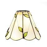 CraftedGlass Tiffany Style Lampshade Replacement, 6 Inch Warm Blue Leaves Small Stained Glass Lamp Shade Handmade Vintage Art Deco Ceiling Light Shade for Wall Lamp Chandelier Floor Lamp(Warm)