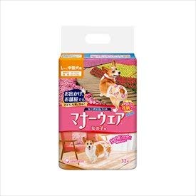 【ケース販売】マナーウェア 女の子用 中型犬用 Lサイズ ピンクリボン・青リボン 32枚×8コ
