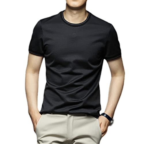T-shirt été homme noir col rond manches courtes grande taille 3XL