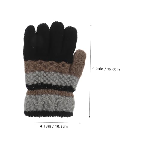 BESPORTBLE 1Pair Warm Knit Gloves for Cozy Winter Mittens Soft Striped Design Comfortable Thermal Protection for Boys for Cold Weather and Daily Activities2