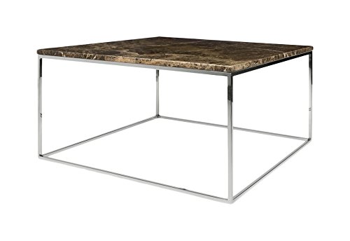 Image of APRODZ Stainless Steel Perlite Square Granite Top Coffee Table for Living Room | Center Table for Home | Brown Granite