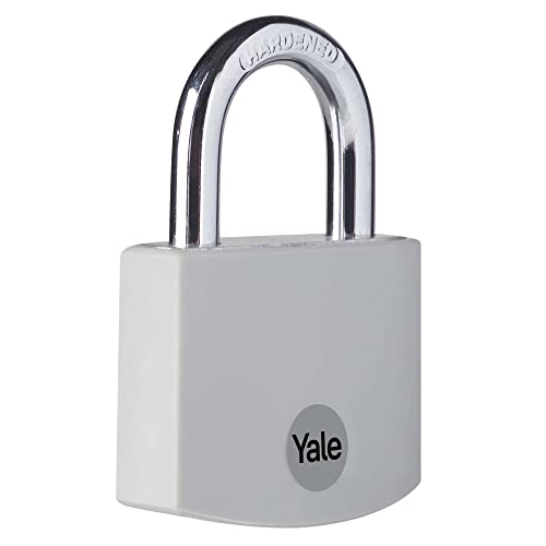 Yale YE3B/38/119/1/GR, Standardsicherheit, 38 mm, Aluminium, Vorhängeschloss, Grau, Doppelverriegelung, offener Bügel aus gehärtetem Stahl, Ø 6 mm, inkl. 3 Schlüssel, für Spind, Werkzeugkiste, Schrank