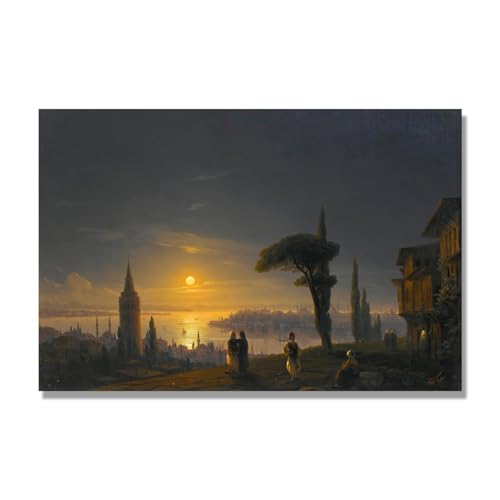 Impression sur toile Ivan Aivazovsky Seaside Night tableau decoration murale salon 50x75cm