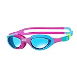 Zoggs Super Seal Swimming Goggles Kids (Age 6-14, Blue Tinted Lens, Pink/Blue) UV Protection, Anti-Fog, Junior Boys & Girls Quick Adjust, Split Yoke Strap, Kids Goggles