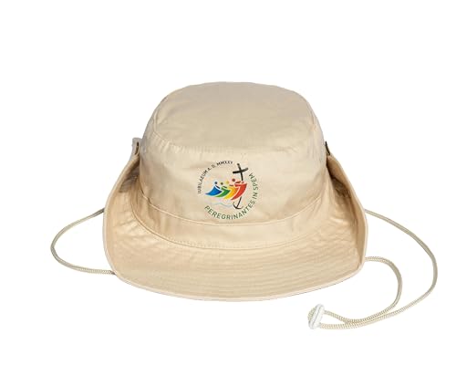 PILGRIM'S BACKPACK Sombrero de peregrino modelo Safari con logotipo del jubileo y cordón ajustable, producto oficial jubileo 2025, beige, Talla única