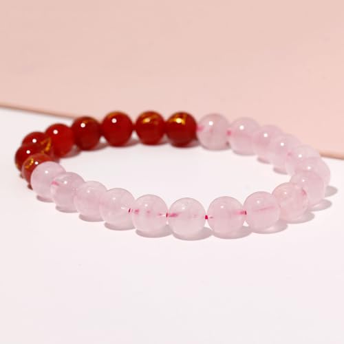 Bracelet porte-bonheur quartz rose et breloques à offrir