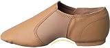Tan Girls Jazz Shoes Leather Dance Shoes Slip-On Inserted with Neoprene (4 Big Kid)