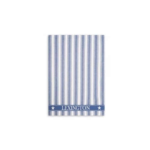 LEXINGTON Icons Cotton Twill Waffle Striped Kitchen Towel, azul/blanco, 50 x 70