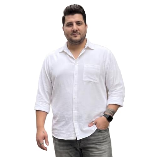 Image of Urbano Plus Men's Linen Blend Full Sleeve Relaxed Fit Casual Solid Shirt