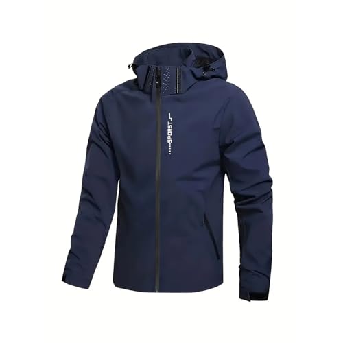 Generisch Chaqueta de entretiempo para hombre Pocket Performance Abrigo de invierno suave, marine, L