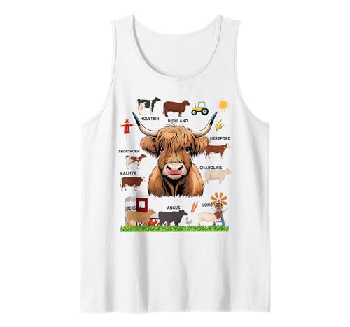 Types Of Cows Farm Idea For Kids & Cow Farmer Costume Tank Top