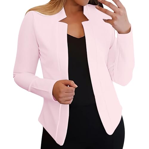 Americana Fina Chaqueta de Traje Informal versátil de Manga Larga para Mujer, de Europea y Americana, para otoño e Invierno, para IR al Trabajo, Ajustada Traje Negro Mujer (Pink, XXL)