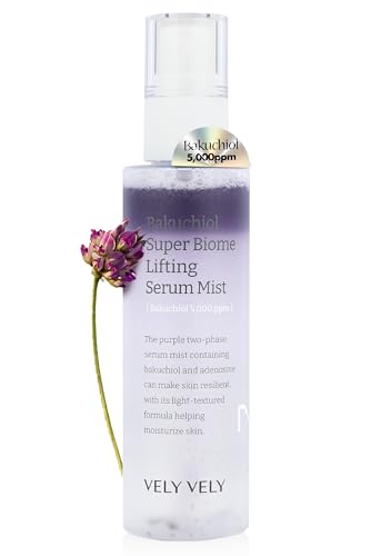 Vely Vely Bakuchiol Super Biome Lifting Face Serum Mist - Dual-Phase Bakuchiol Serum Face Mist Hydrating Spray For Firmer, Bouncier Skin - Gentle Lightweight Day Night Korean Facial Mist cover
