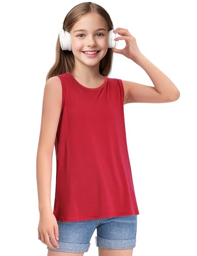 Image of KEREDA Girls Tank Tops Flowy Loose Fit Sleeveless Shirts Summer Tunic Tops