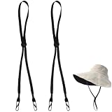 Cyrank 2 uds cuerda a prueba de viento para sombrero, correa ajustable Flexible para sombrero sombrero a prueba de viento extraíble cordón para la barbilla correa antipérdida con Clips cordón(negro)