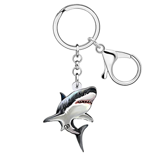 Image of NEWEI Acrylic Cute Shark Keychain Key Ring Sea Animals Shark Gifts for Women Girls Beach Car Keys Backpack Wallet Accessories (White)