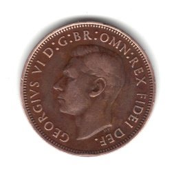 1951 UK Great Britain English Half Penny Coin KM#868