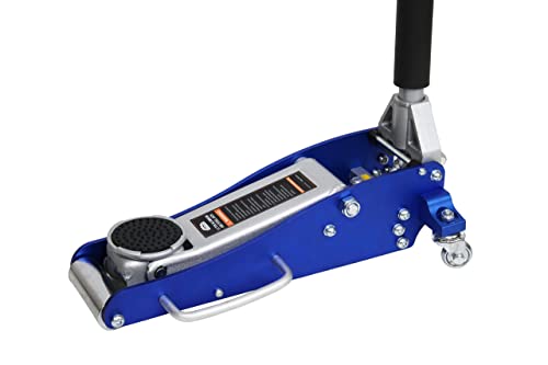 Mountain Tq1500A 1.5 Ton Low Profile Racing Service Floor Jack For Garages, Repair Shops, And Diy, 3,000 Lbs. Capacity, Lifting Range 3.5" - 14", Heavy Duty Aluminum/Steel Hybrid, Black/Blue/Silver #TOP15