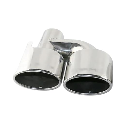 Tuyau d'échappement voiture double embout ovale argent en acier inoxydable 2.5''