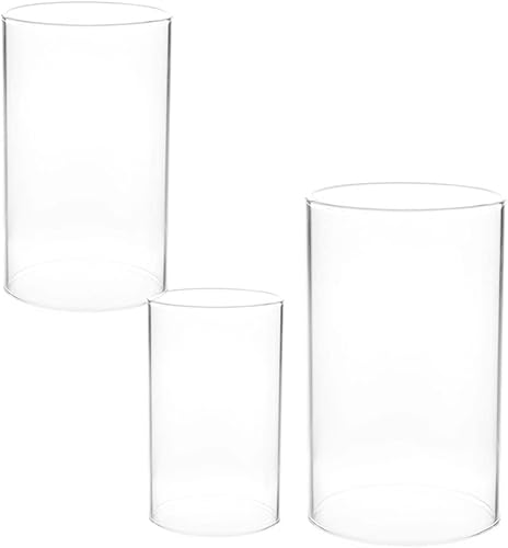 Miniatura 10 de Beavorty 3 piezas de pantalla de vidrio para la chimenea cubierta transparente de extremo abierto portavelas de vidrio transparente pantalla de tubo