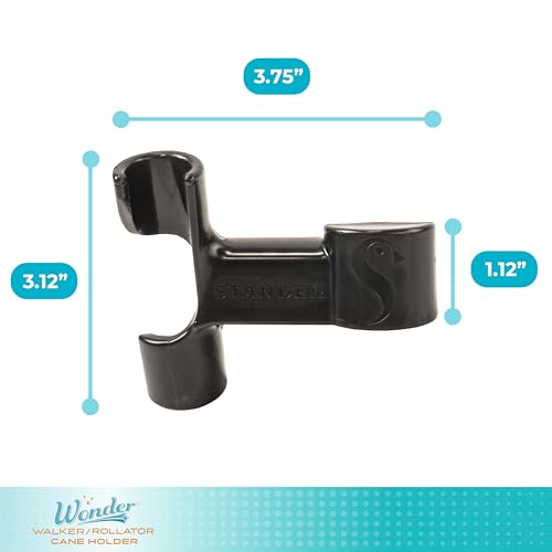 Stander Wonder Cane Holder Accessory, Walking Stick Attachment, Only Compatible Wonder-Walkers and Wonder-Rollators, Adjustable Crutch Bracket for 3/4\" Diameter Walking-Canes