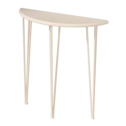 Consola blanca de media luna para entrada mesa de pasillo estrecha de metal 80x25x90 cm