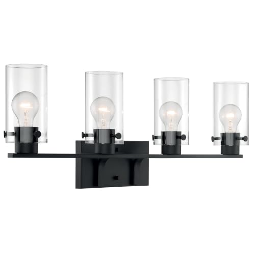 Image of Nuvo 60 /7274 Sommerset 4-Light Vanity Fixture with Clear Glass - Matte Black Finish