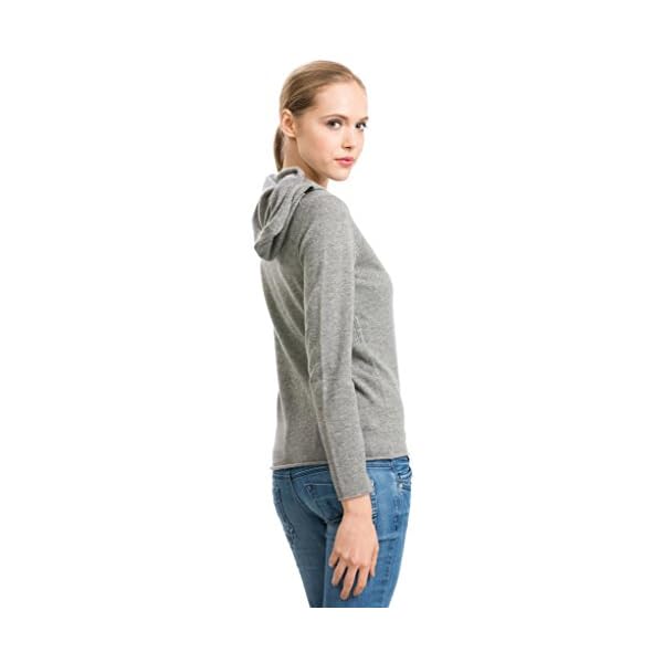 Zip Up Hoodie for Women - 100% Cashmere Hand-Knitted Ladies Slim Fit Cut Hoody with Long Sleeves Metal Zip - Image 5