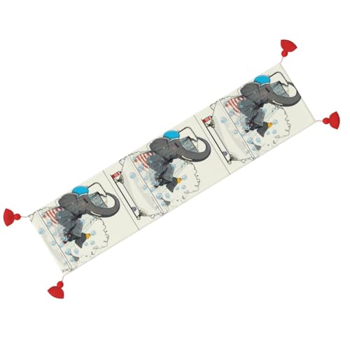 Chemin de table de Noël à pompon 35x152cm, déco de table cuisine intérieure extérieure - 3