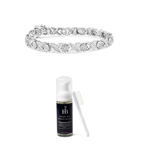 Original Classics .925 Sterling Silver 1.0 Cttw Diamond Tennis Bracelet with Jewelry Cleaner (50mL) and Brush