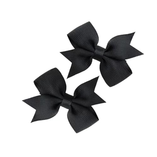 BOENBE LOVED Baby Hair Bows Clips Fully Lined Grosgrain Boutique Solid Ribbon Mini Bows for Girls Teens Infants Kids Toddlers Newborn 2pcs Colors in Pairs (black.)