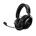 HyperX Cloud III S – Kabelloses Gaming-Headset, Multiplattform, 2,4 GHz, Bluetooth, Akkulaufzeit bis zu 120 Stunden, 2,4 GHz, 53-mm-Neigungstreiber, 10-mm-abnehmbares Mikrofon – Schwarz