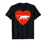 Jaguar-Design mit einer weißen Silhouette vor einem roten Herz in einem Used-Look