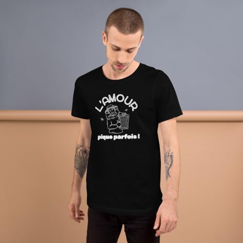 Tee-Shirt Amour Abeilles Miel Cellules Apiculteur Apicultrice Cadeau Apiculture Ruche Jardin Original Fête Anniversaire (FR/ES, Alpha/Lettres, TG, Taille Normale, Taille Normale, Noir) – vue 3