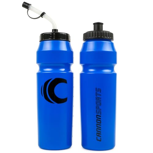 Image of Cannon Sports 1 Liter Sports Water Bottle, BPA-Free, 34 Oz Capacity, Large Mouth, 2 lids (Straw and Squeeze), Great For Helmet Sports Such As Hockey, Lacrosse, Football, Boxing (Royal Blue)