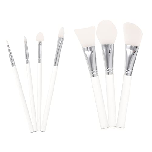 Beavorty 7 Piezas Brochas De Maquillaje Mango Acrílico Brocha De Maquillaje Para Base Mascarilla Facial y Cejas
