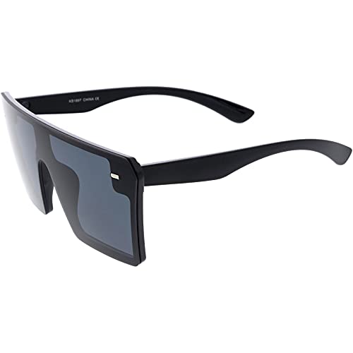 zeroUV - Oversize Rimless Neutral Colored Flat Top Shield Sunglasses D2793