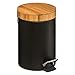 Five - Poubelle à pédale 3L en métal et Bambou Noir natureo