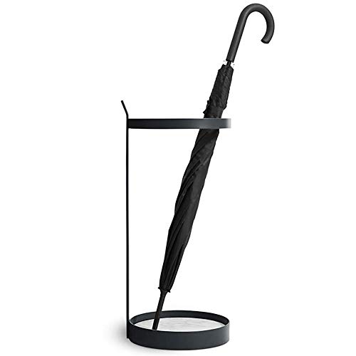 Soporte de paraguas de metal negro moderno para espacios pequeños en oficina y hogar