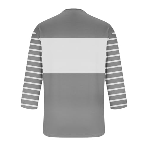 3/4 Sleeve Tops for Men Fashion Color Block Striped Crewneck T Shirts Summer Casual Loose Comfy Beach Sport Tees2