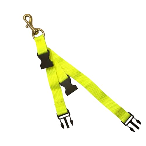 Scuba Choice Diving BC Fin & Mask Keeper with Quick Release Lanyard – Yellow/Black, Adjustable 6' & 8' Straps, Brass Clip, Easy BCD Attachment, Must-Have Gear for Divers